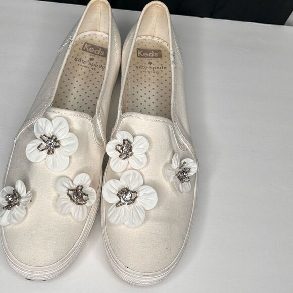 Kate Spade Keds x Bridal Triple Decker Sequin Flowers Platform Slip on sneakers - Picture 3 of 7